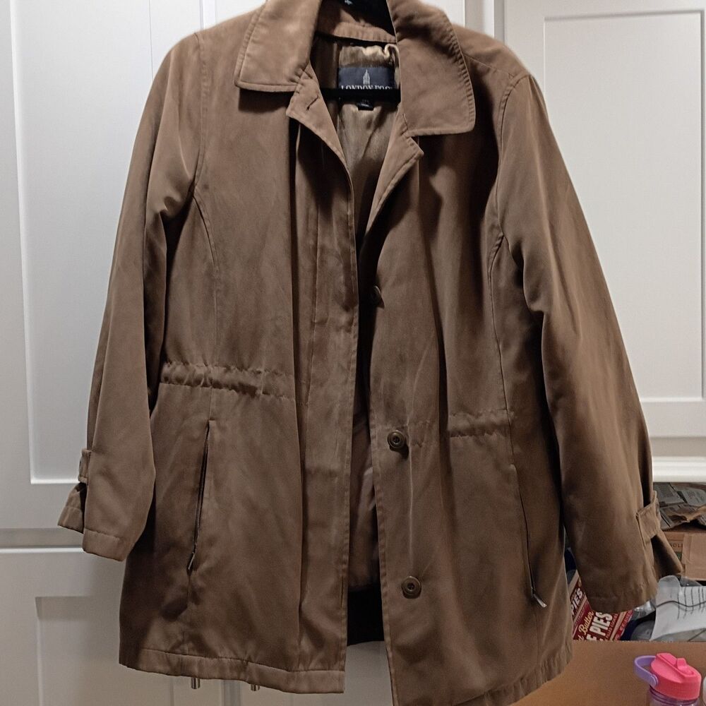 Women's London Fog Faux Suede Jacket Coat MAll Weather Removable Lining  Pockets